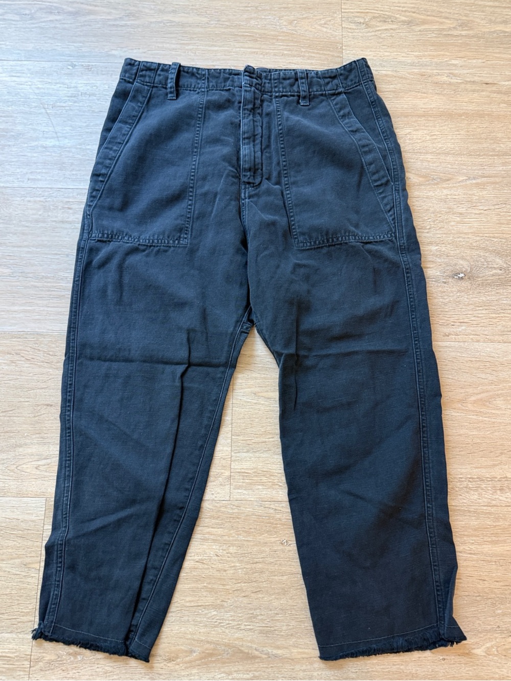 Nili Lotan Black Drop Crotch Cropped Utility Pants M